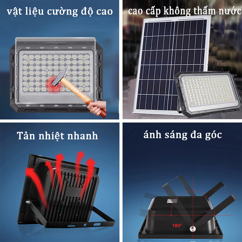 Đèn năng lượng mặt trời có điều khiển 500W 300W 200W 50W đèn pha led ngoài trời,Siêu sáng và không thấm nước IP67