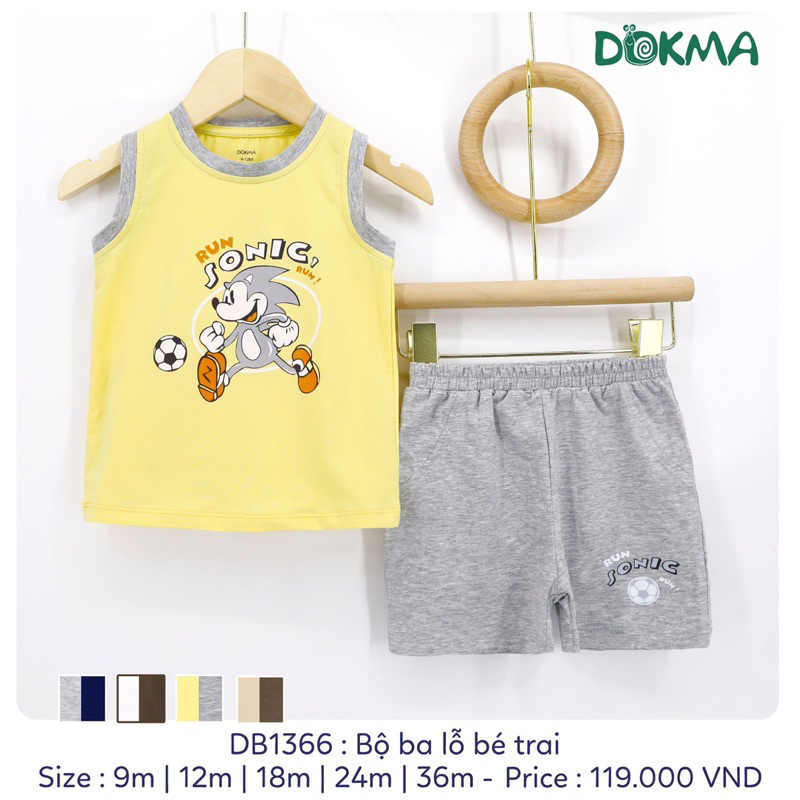 DOKMA - Bộ ba lỗ Dokma vải cotton mềm mát cho bé trai