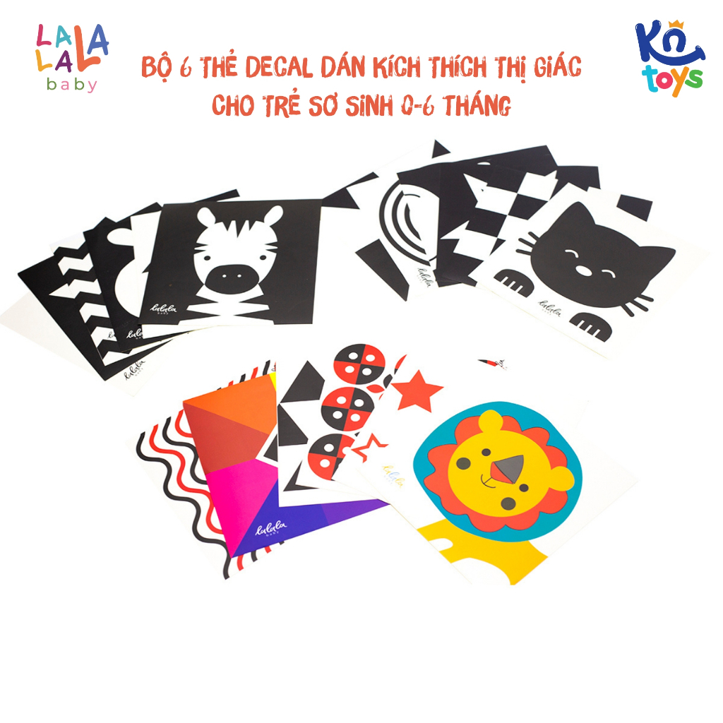 Bộ 6 Thẻ Decal Dán Kích Thích Thị Giác Trí Não Cho Trẻ Sơ Sinh - Lalala Baby (0-6 tháng)