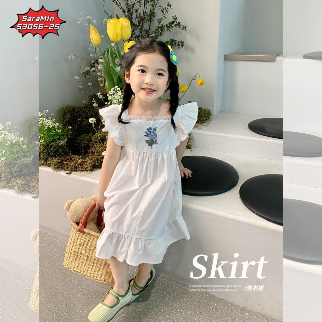 TỔNG HỢP ĐẦM TRẮNG THÊU HOA BÉ GÁI
