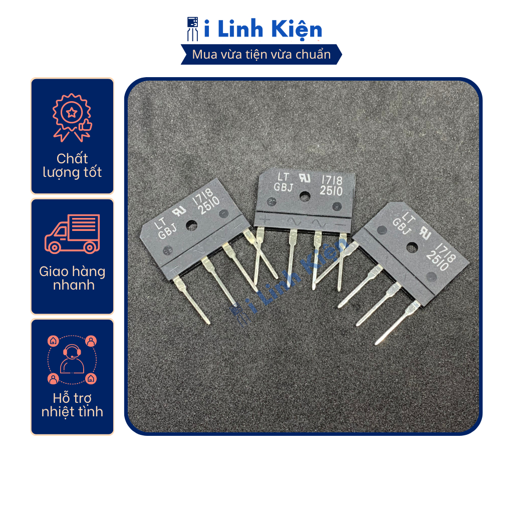 GBJ2510 Diode cầu 25A 1000V chính hãng SEB Đài Loan