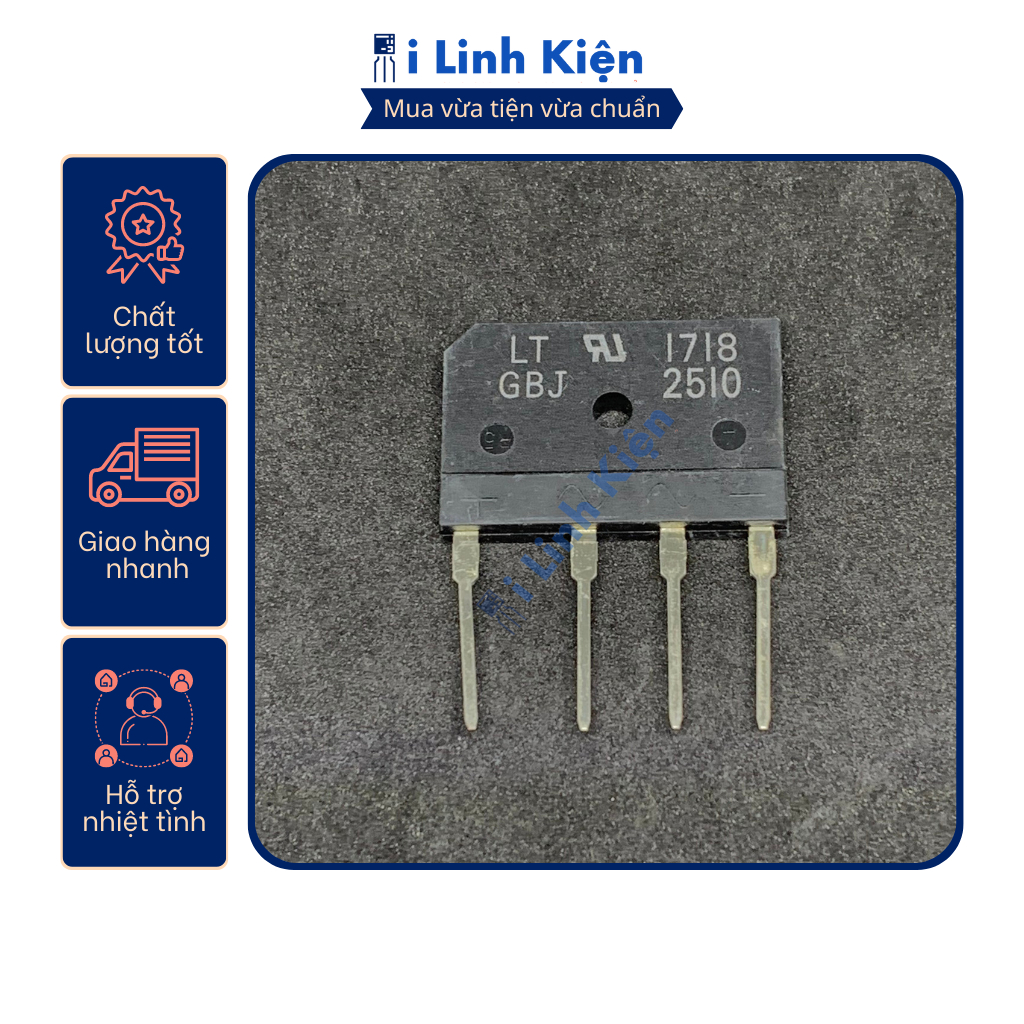 GBJ2510 Diode cầu 25A 1000V chính hãng SEB Đài Loan