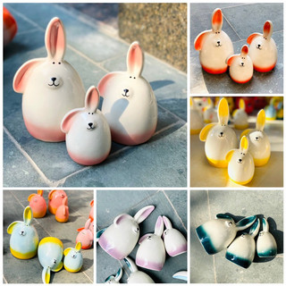 Thỏ sứ tiết kiệm ống heo đất tiết kiệm hình thỏ sứ bát tràng 3 size ngộ nghĩnh con giống dễ thương, set 3 size nhiều màu