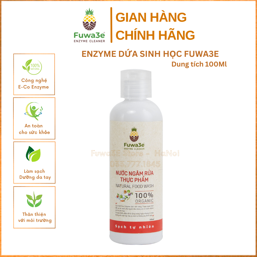 Enzyme ngâm rửa thực phẩm Fuwa3e chai dùng thử 100ml – Fuwa3E Store HaNoi