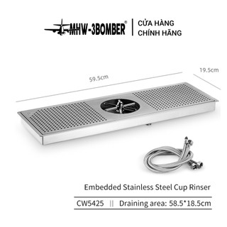 Khay rửa ly và thoát nước quầy pha chế 19.5*59.55cm mhw-3bomber | embedded stainless steel cup rinser silver