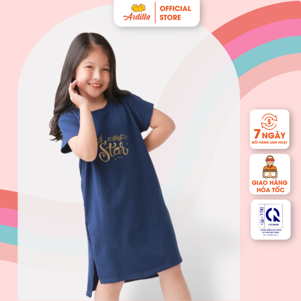Váy Suông Xẻ Gấu Bé Gái ARDILLA Chất Liệu Cotton Thoáng Mát, Kiểu Dáng Xinh Xắn, Dễ Thương Cho Bé 10-15 Tuổi T104GSS20