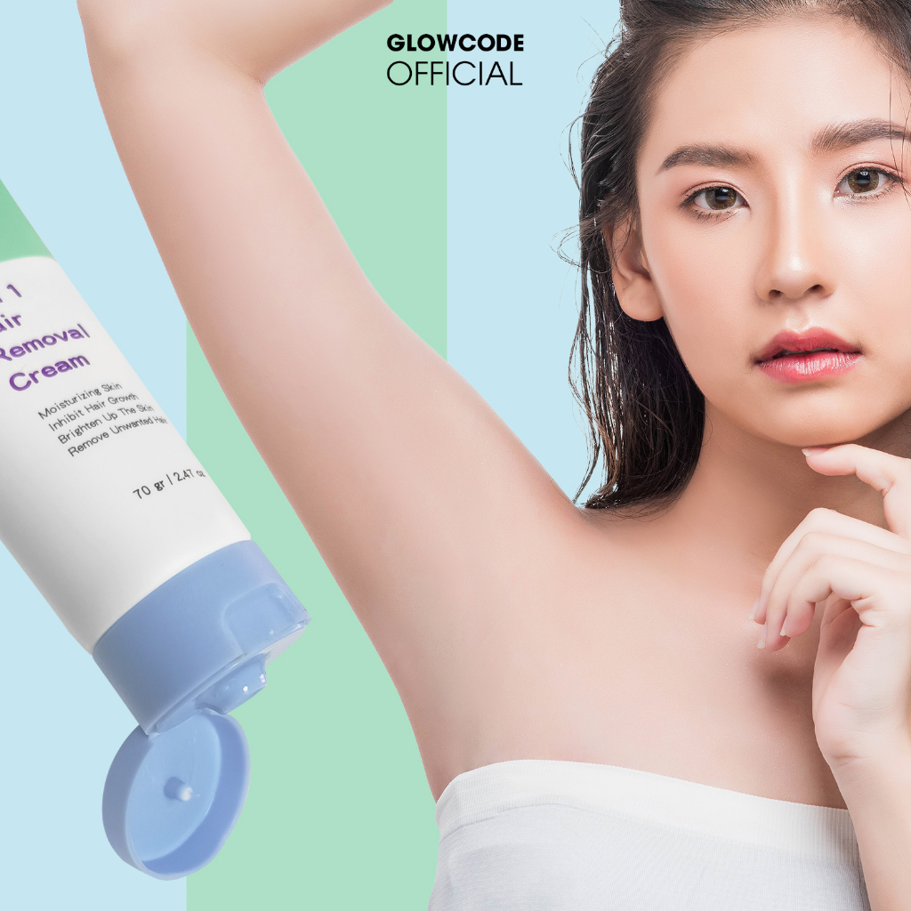 Kem tẩy lông GlowCode 4IN1 với Niacinamide và Vitamin E giúp lông mọc thưa, dưỡng ẩm và làm sáng da 70gr