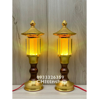 Cặp đèn thờ lục giác pha lê , đèn bàn thờ cao cấp