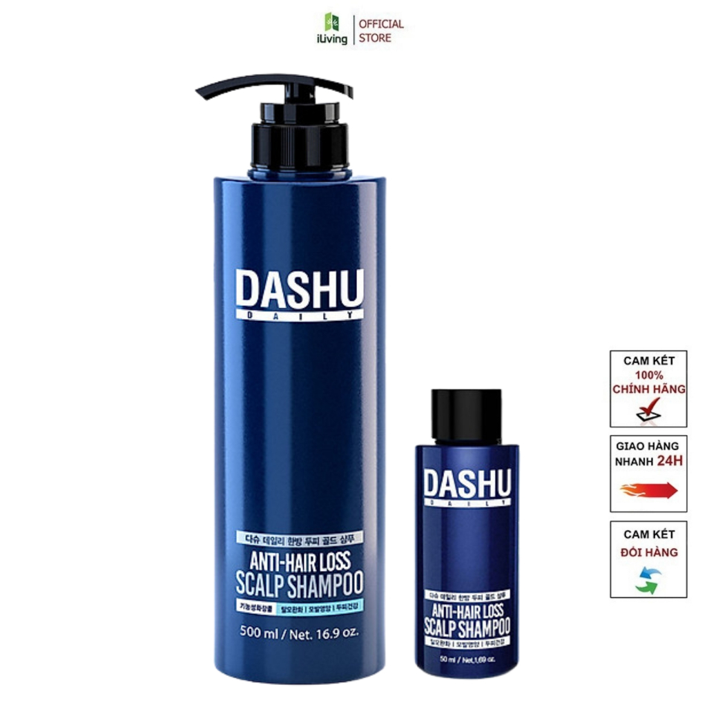 Dầu gội đầu ngăn rụng tóc và dưỡng tóc mềm mượt Dashu Daily Anti-Hair Loss Scalp Shampoo 50ml và 500ml ILIVING-DASDGDT