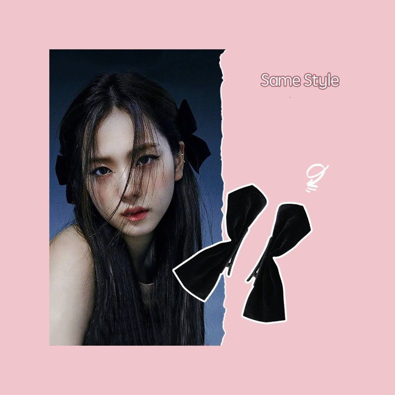 Set kẹp tóc nơ đứng đen trơn màu handmade by Sachi