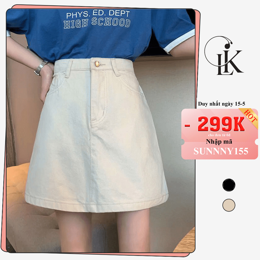 Chân váy jean kaki nữ chữ A chân váy bò ngắn cạp cao phong cách ulzzang Hàn Quốc A1 | BigBuy360 - bigbuy360.vn