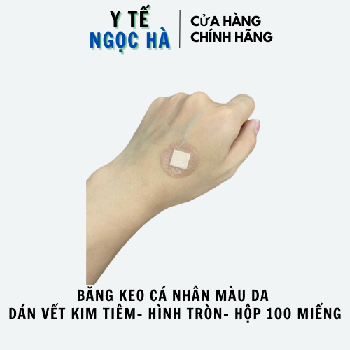 Băng keo cá nhân dán vết kim tiêm Ace Band-S , Băng cá nhân thẩm mỹ hình tròn, thoáng khí, 100 miếng/hộp