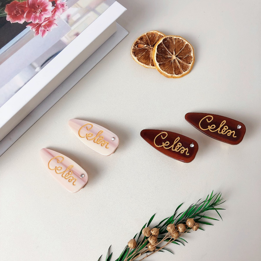 Kẹp tóc đính đá dạng dẻo hình thoi hình chữ nhật cá tính trẻ trung ANNIE - G29