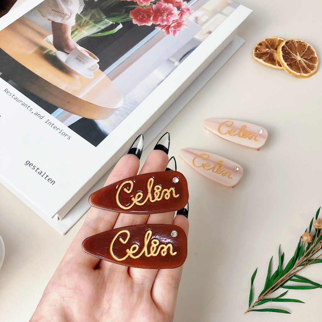 Kẹp tóc đính đá dạng dẻo hình thoi hình chữ nhật cá tính trẻ trung ANNIE - G29