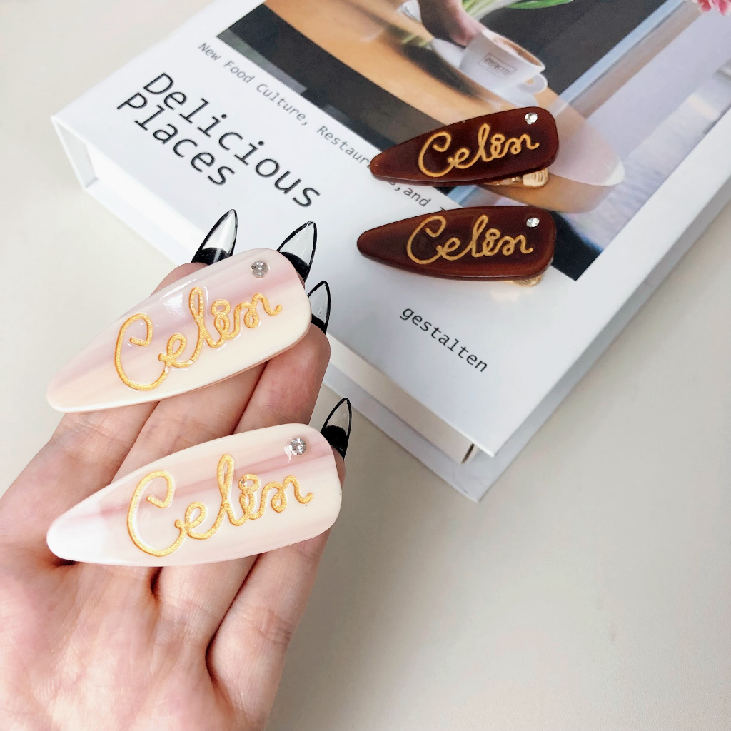 Kẹp tóc đính đá dạng dẻo hình thoi hình chữ nhật cá tính trẻ trung ANNIE - G29