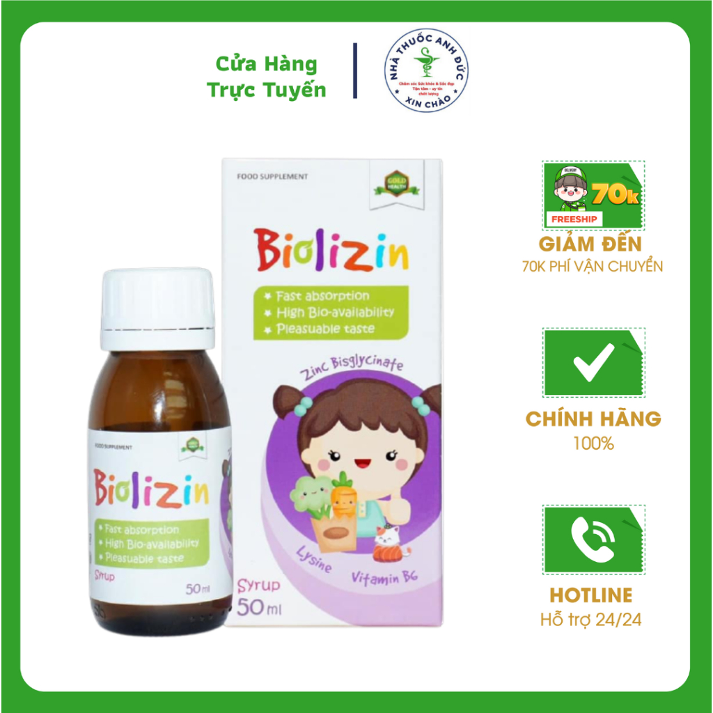 Bộ tăng cường đề kháng cho bé - Kẽm  Biolizin & Siro sắt Ferrolip Baby - Kích thích ăn ngon - Tăng đề kháng cho bé