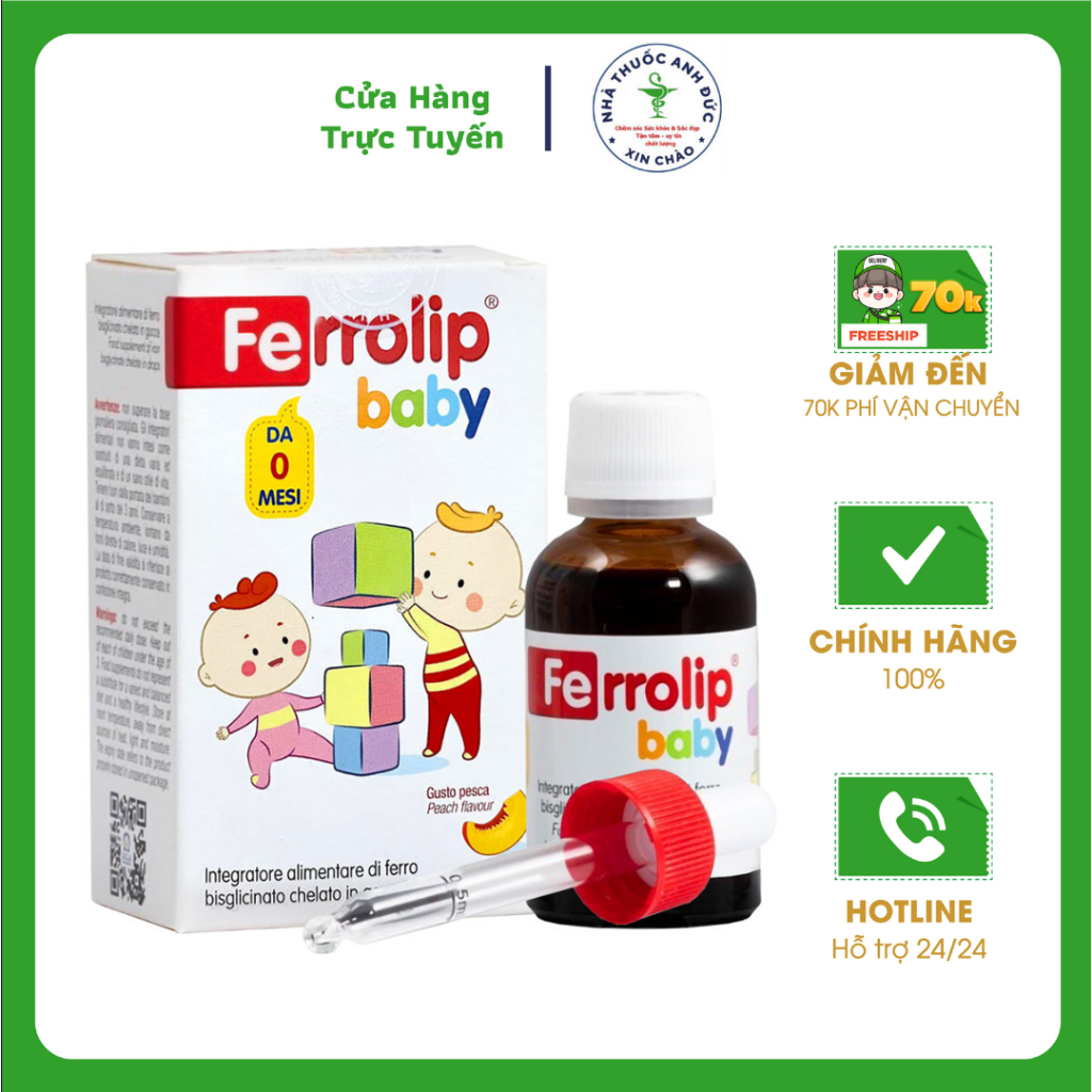 Bộ tăng cường đề kháng cho bé - Kẽm  Biolizin & Siro sắt Ferrolip Baby - Kích thích ăn ngon - Tăng đề kháng cho bé