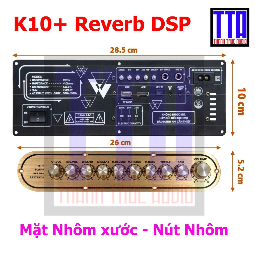 Mạch loa kéo xách tay reverb 2 tấc đôi đến 2,5 tấc đôi - 2 kênh 100W