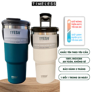Ly giữ nhiệt cao cấp Tyeso 900ml cốc nước giữ nhiệt thể thao Timeless bình có ống hút vỏ chống xước