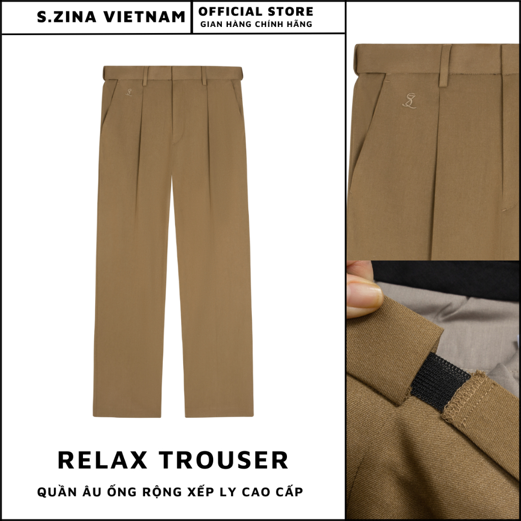 Quần Âu S.Zina Ống Rộng Xếp Ly Dáng Relax Chất Liệu Cao Cấp Cạp Phối Chun Co Giãn Tăng Giảm Màu Đen / Be / Xám - SZN0006