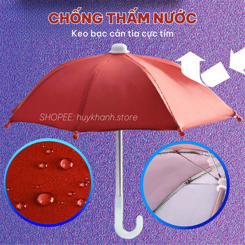 Dù mini che mưa nắng dành cho điện thoại trên giá đỡ xe máy chống thấm nước chống nóng siêu tiện lợi Huy Khánh Store