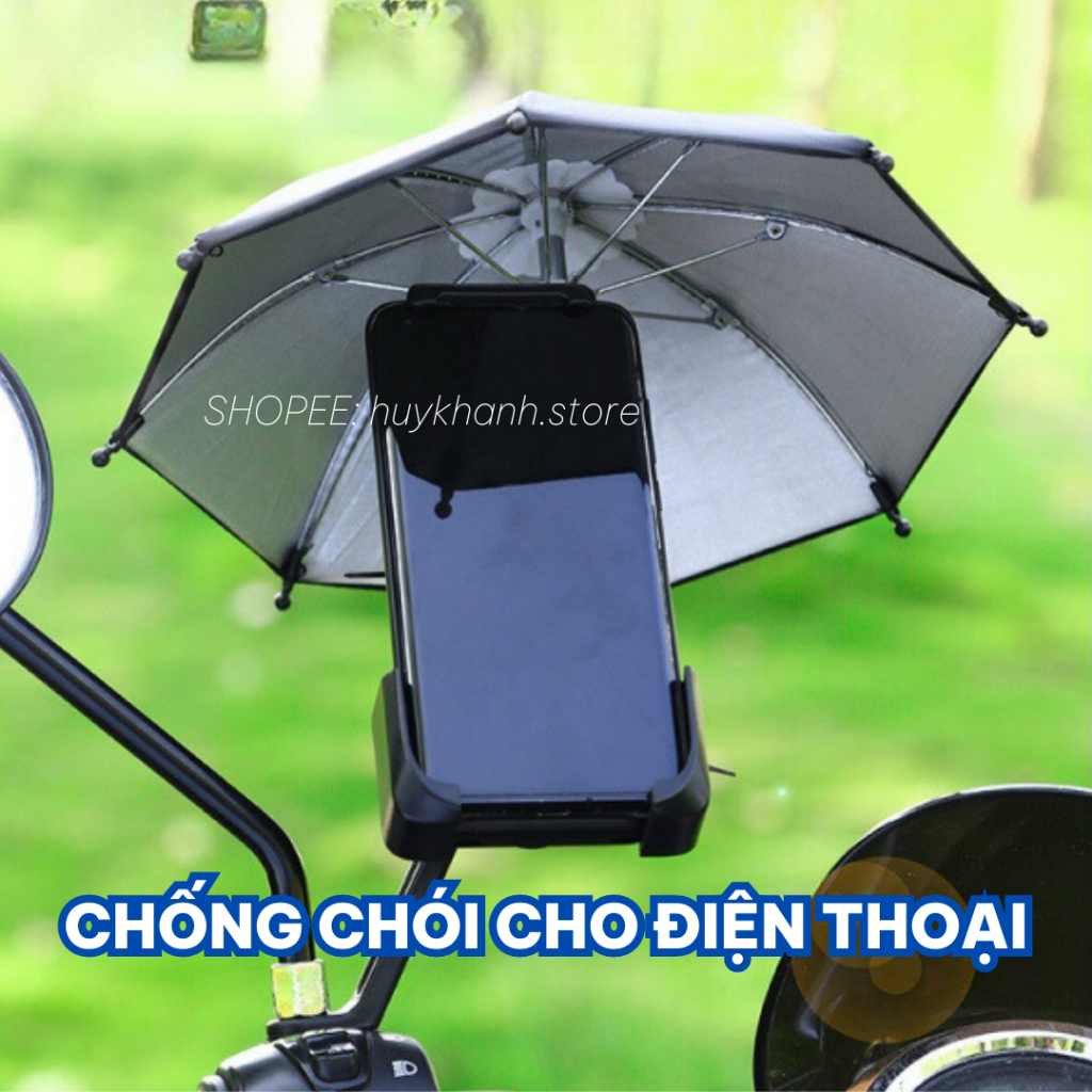 Dù mini che mưa nắng dành cho điện thoại trên giá đỡ xe máy chống thấm nước chống nóng siêu tiện lợi Huy Khánh Store