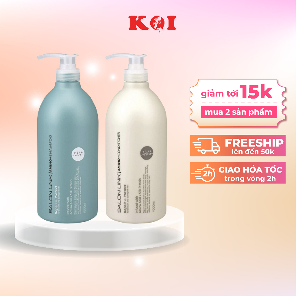 Dầu gội dưỡng tóc mềm mượt và phục hồi tóc hư tổn Kumano Salon Link Amino Protein 1000ml