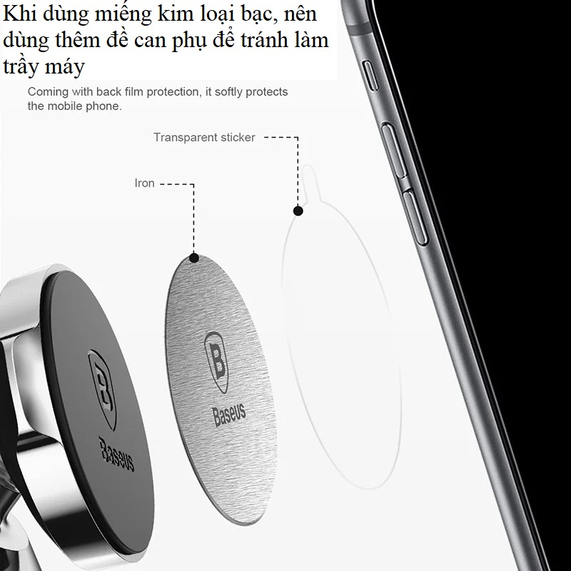 Bộ 2 miếng kim loại dán lưng Đt dùng với giá đỡ nam châm trên oto