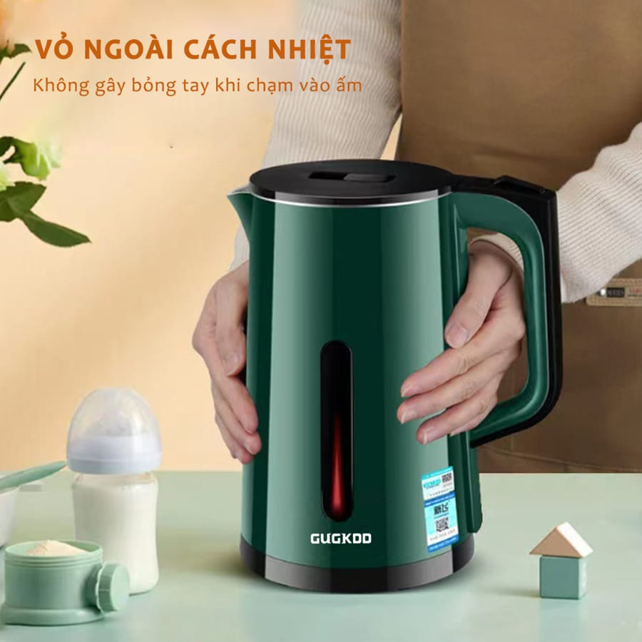 Ấm Đun Nước Siêu Tốc GK, Ấm Siêu Tốc 2 lớp cách nhiệt công suất 1500W tự ngắt điện khi sôi dung tích 2,5L bảo hành 12th | BigBuy360 - bigbuy360.vn