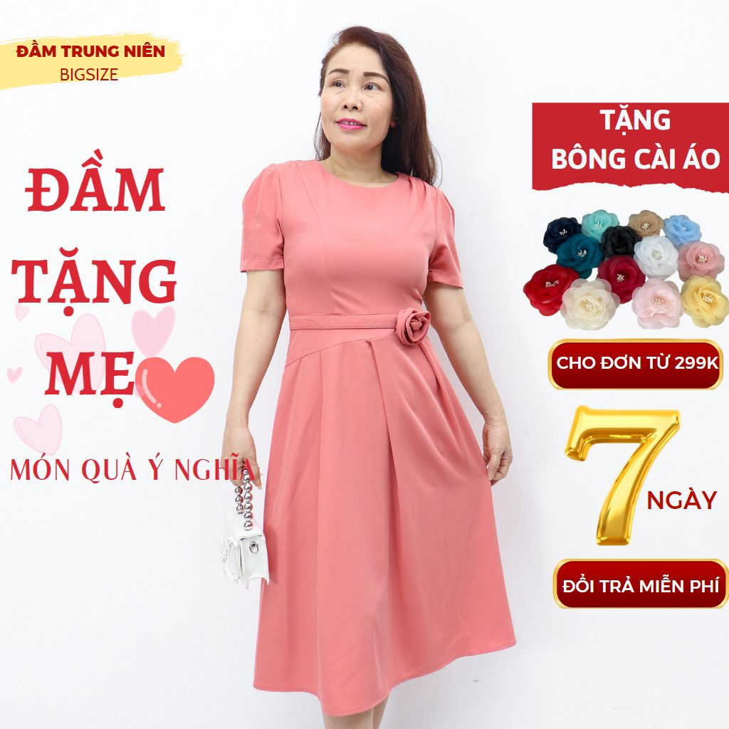 Đầm trung niên tặng mẹ thiết kế dáng xòe sang trọng dự tiệc AMYRA -Váy trung niên chữ A dự tiệc sang trọng U40-50 DA130