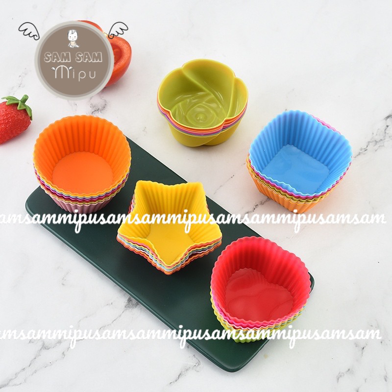 Khuôn silicon làm bánh nhiều hình dáng cute 7cm - Khuôn bánh bông lan, cupcake, muffin, rau câu - Shop Mẹ Sam