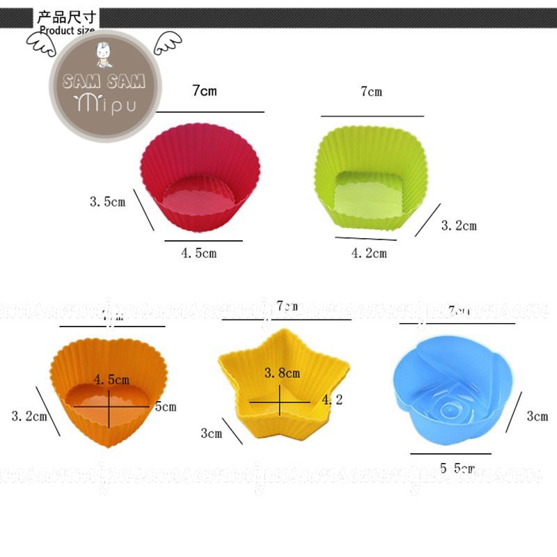 Khuôn silicon làm bánh nhiều hình dáng cute 7cm - Khuôn bánh bông lan, cupcake, muffin, rau câu - Shop Mẹ Sam