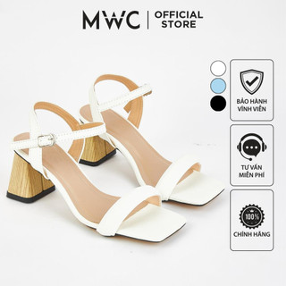 Giày  MWC 4309 - Giày Cao Gót 5cm Đế Gỗ Vuông, Giày Sandal Cao Gót Quai Ngang