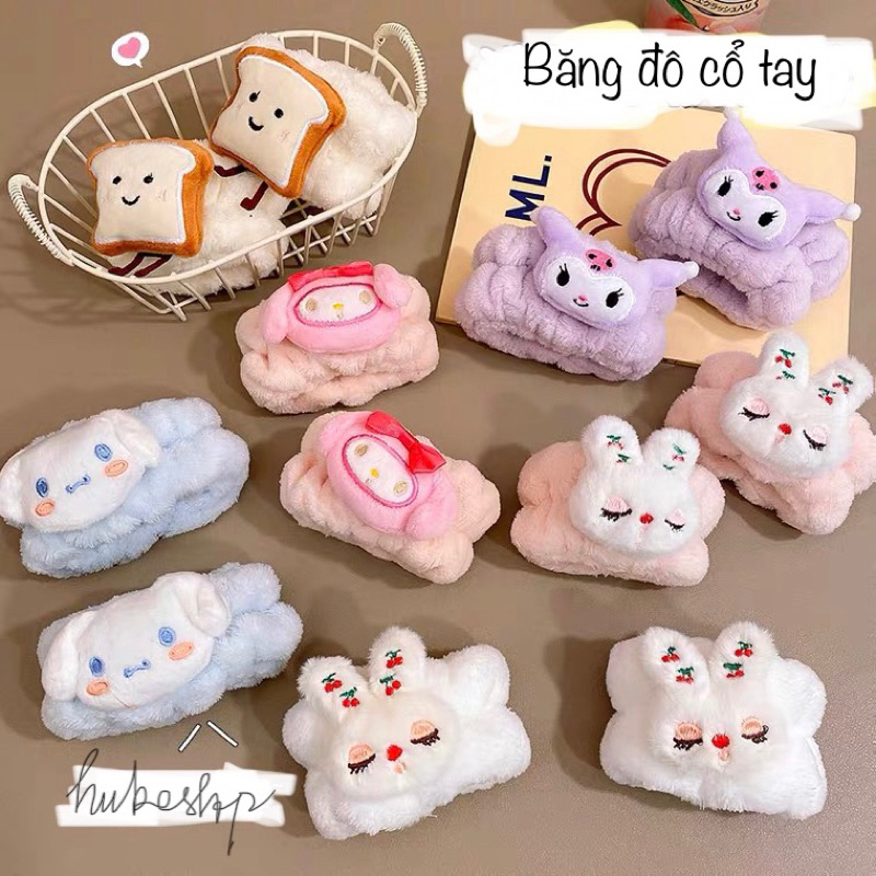miumiuaSANRIO Băng đô đeo cổ tay co dãn thấm hút tốt phụ kiện rửa mặt chống tràn nước