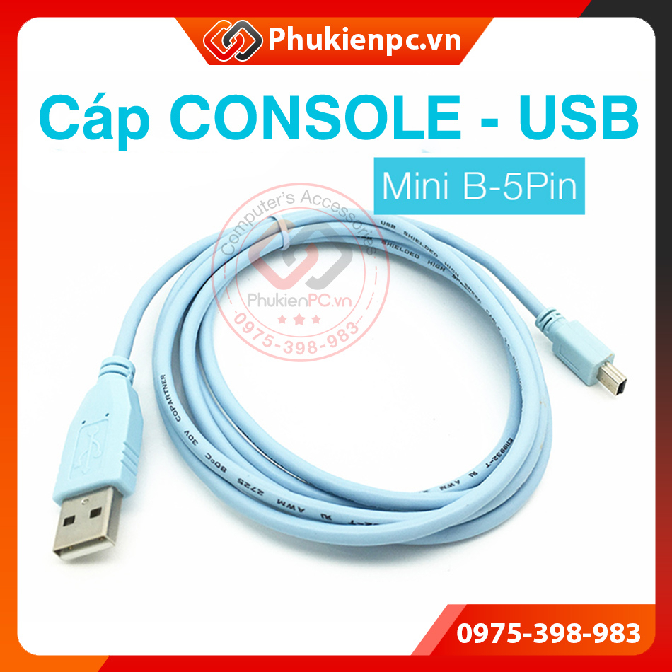 Cáp lập trình Console USB to Mini USB 5Pin dài 1.8M CAB-CONSOLE-USB Cisco dùng cho router Cisco WS-C3750X 2921 2911 2951