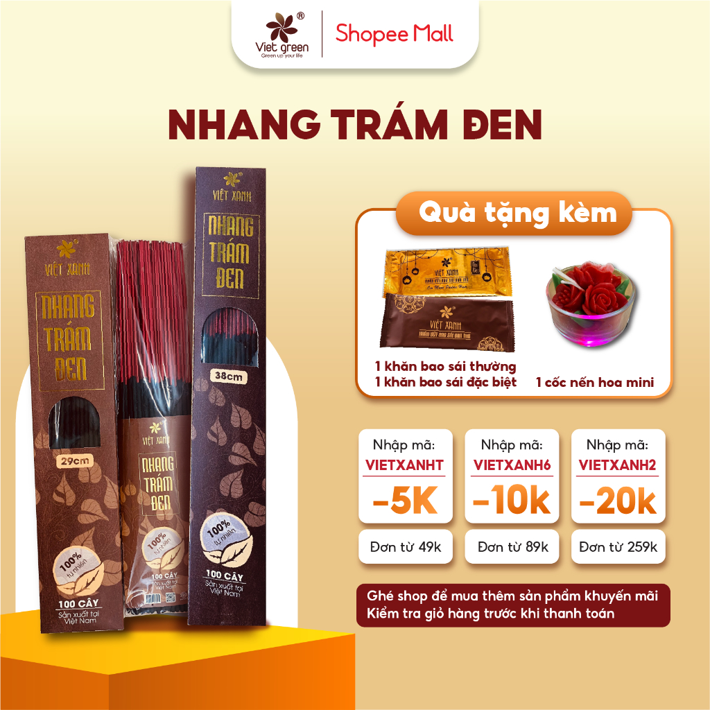 Nhang Hương Trám Đen VIỆT XANH 100% Từ Nhựa Trám Thảo Mộc Tự Nhiên, Không Hóa Chất, An Toàn Sức Khỏe