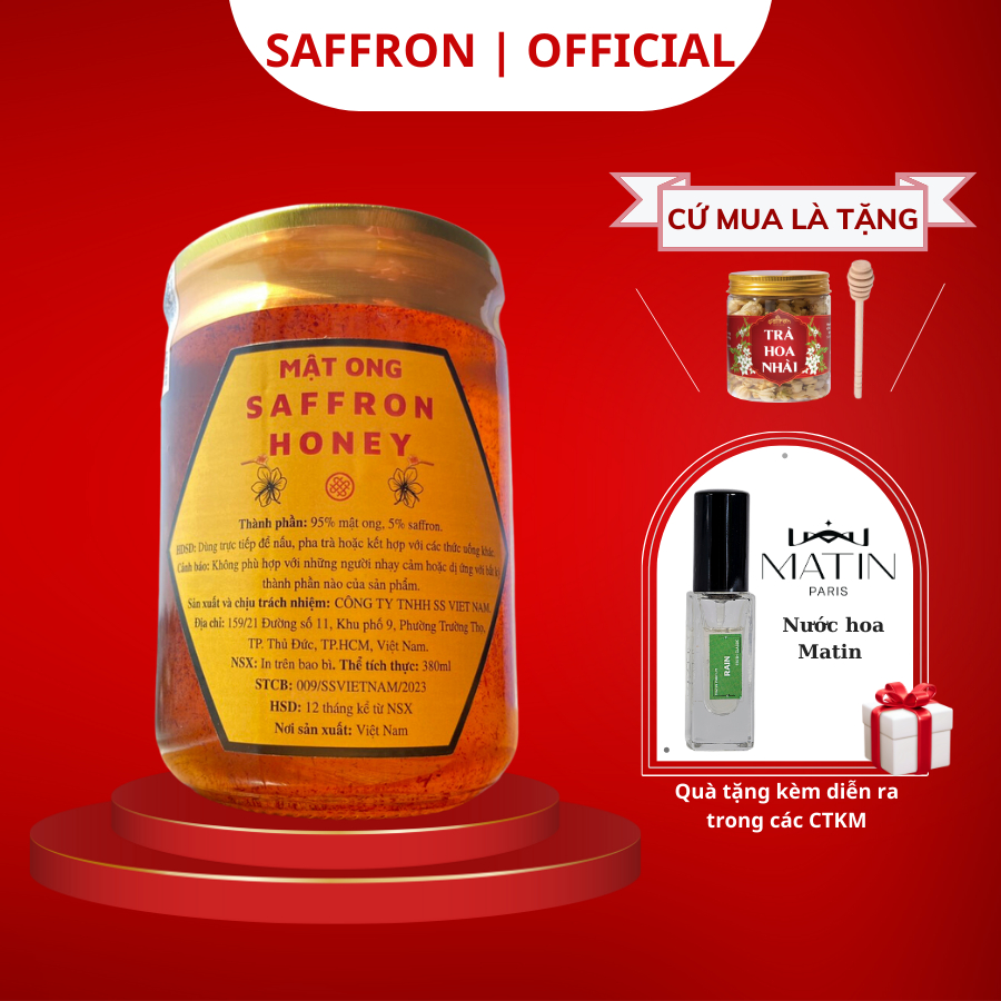 Saffron mật ong nguyên chất hỗ trợ sức khỏe, giấc ngủ, làm đẹp da thương hiệu Saffron chính hãng.