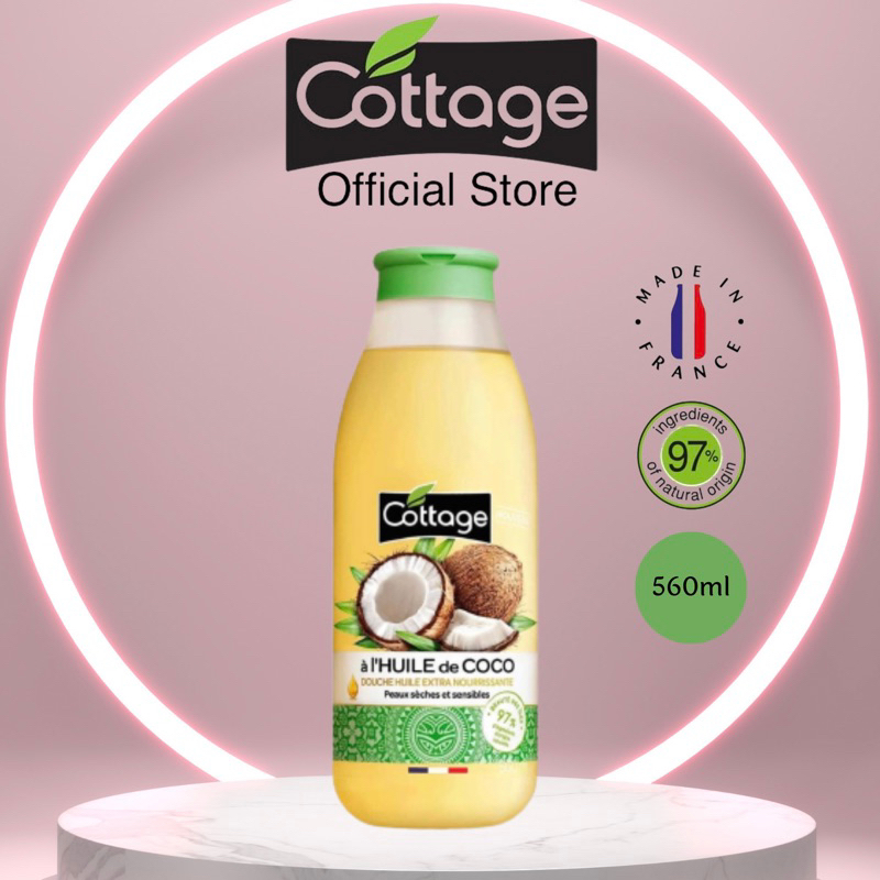 (Mẫu mới -Hương Dừa) Sữa tắm Cottage của Pháp, phân phối chính hãng, dung tích 560ml