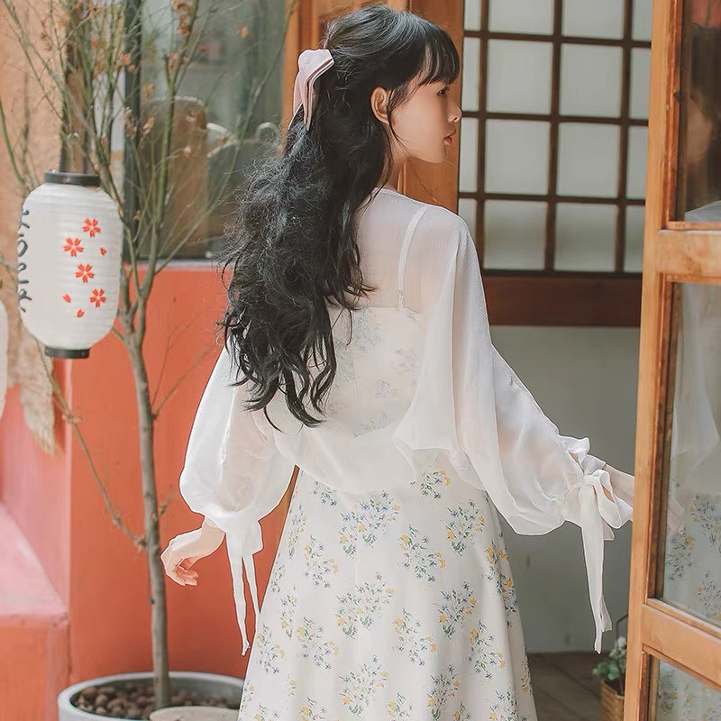 Áo khoác cardigan tơ mỏng thắt nơ phong cách hàn quốc cực xinh