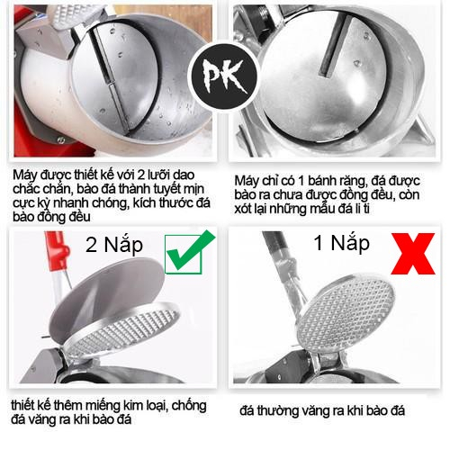 Máy bào đá tuyết, máy xay đá 2 lưỡi cho quán cà phê quán nước