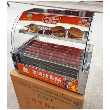 Máy nướng xúc xích loại 5 thanh nhiệt - Inox, kính cong - Nướng xúc xích, lạp xưởng, thịt viên