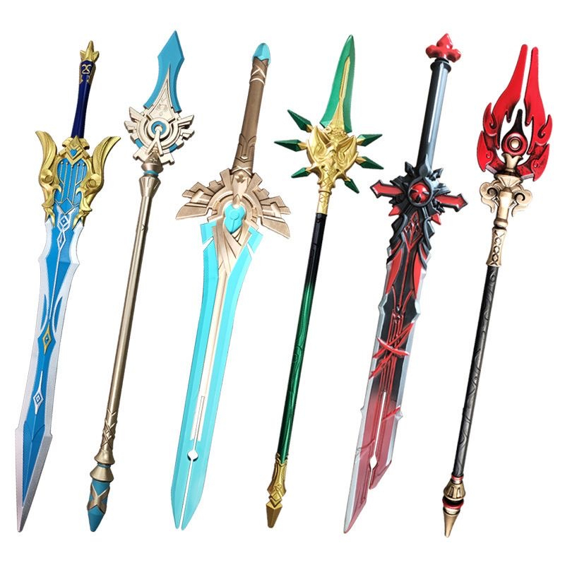 Đạo cụ cosplay mô hình vũ khí genshin impact, hộ ma raiden bằng nhựa dẻo PU dài 1 mét