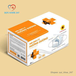 Khẩu Trang Y Tế 4 Lớp - Màu Xanh/Xám/Đen/Trắng Hộp 50 Chiếc - Khẩu Trang Y Tế Hướng Dương