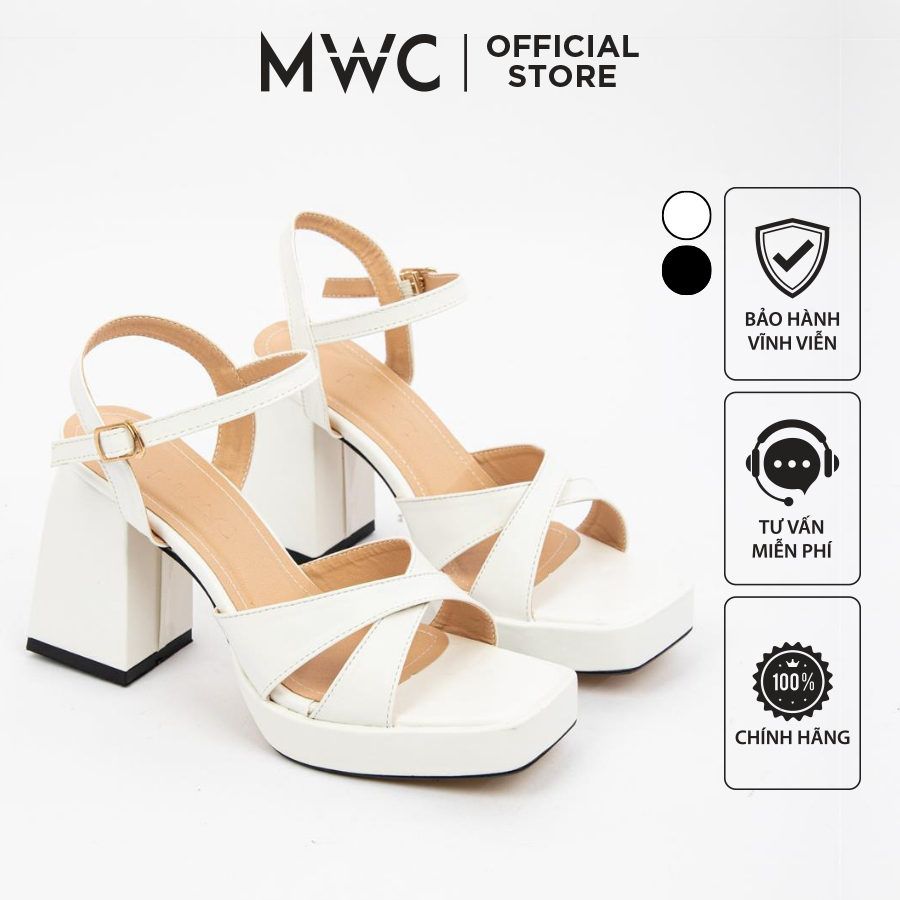 Giày Cao Gót MWC 4369 - Giày Sandal Cao Gót Đế Đúp Quai Chéo Cách Điệu Phối Quai Hậu Thời Trang