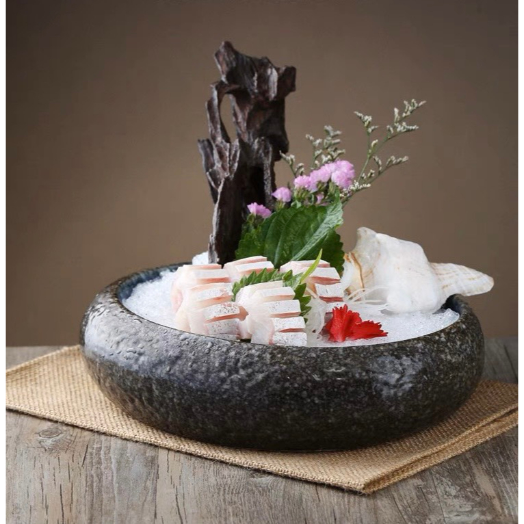 Đĩa giả đá phong cách Nhật Bản, kiểu dáng nhà hàng cao cấp, để sushi, sashimi