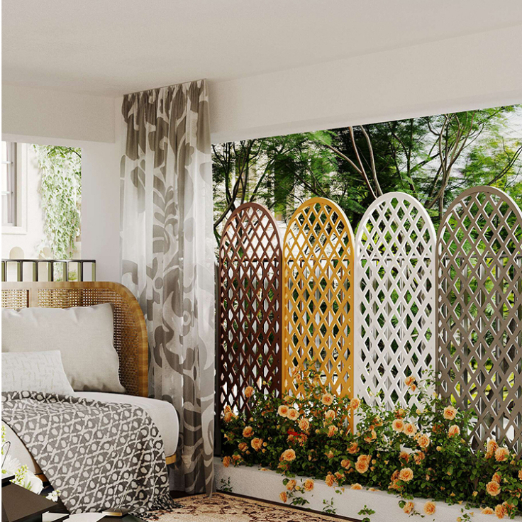 Kệ cây cảnh ngoài trời làm hàng rào sân vườn, mẫu hàng rào sân vườn trang trí quán cafe hottrend gỗ nhựa 2023