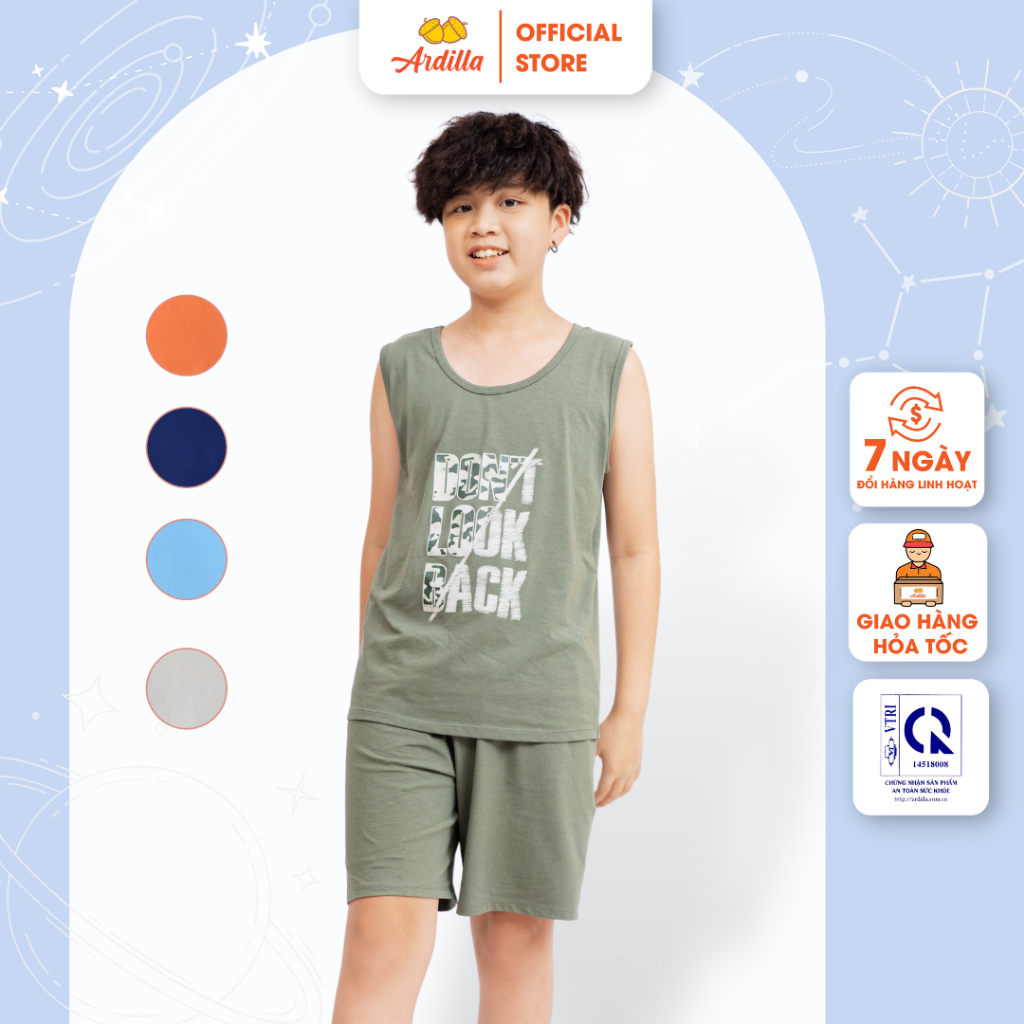 Bộ Quần Áo Bé Trai ARDILLA Thiết Kế Sát Nách, Hoạ Tiết Khoẻ Khoắn, Chất Vải Cotton Thoáng Mát Cho Bé 8-13 Tuổi T153BS21