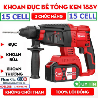 Máy khoan bê tông ken 188v - pin 15 cell