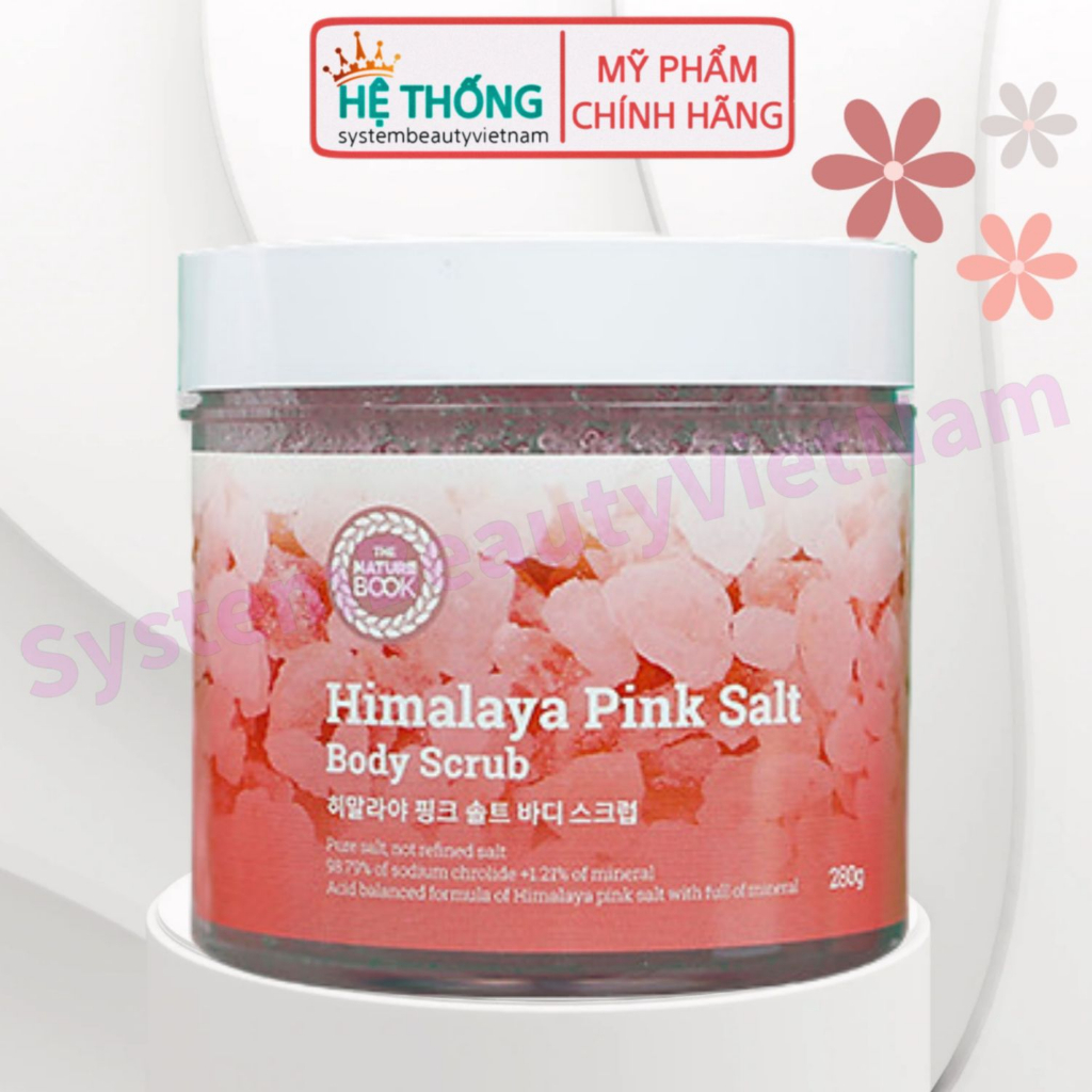 Muối Tắm Dưỡng Trắng Da Toàn Thân Từ Muối Hồng Himalaya The Nature Book 280g - Himalaya Pink Salt Body Scrub