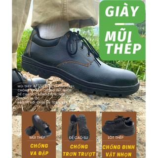  Giày bảo hộ lao động, mũi thép, lót thép chống đinh, đế cao su.Chống va đập, nhà xưởng,công trình